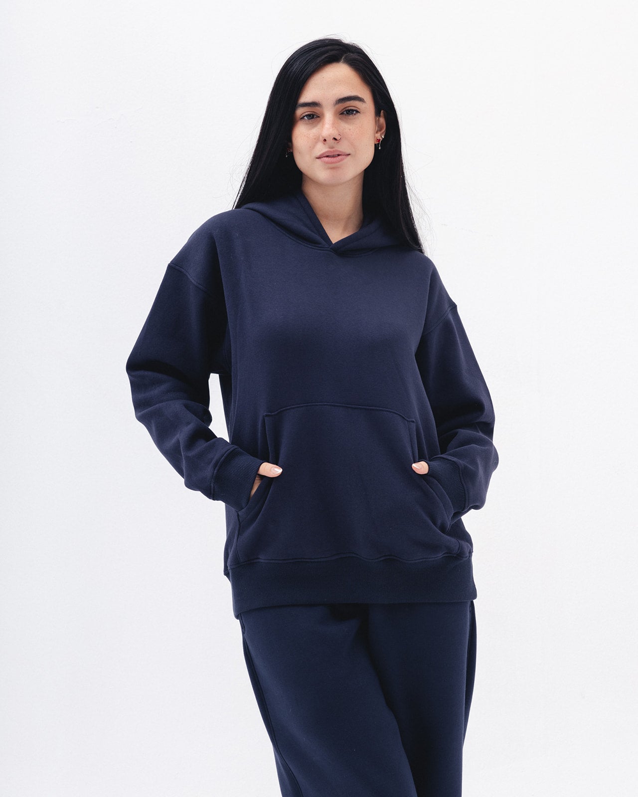 Blank Hoodie In Navy Blue