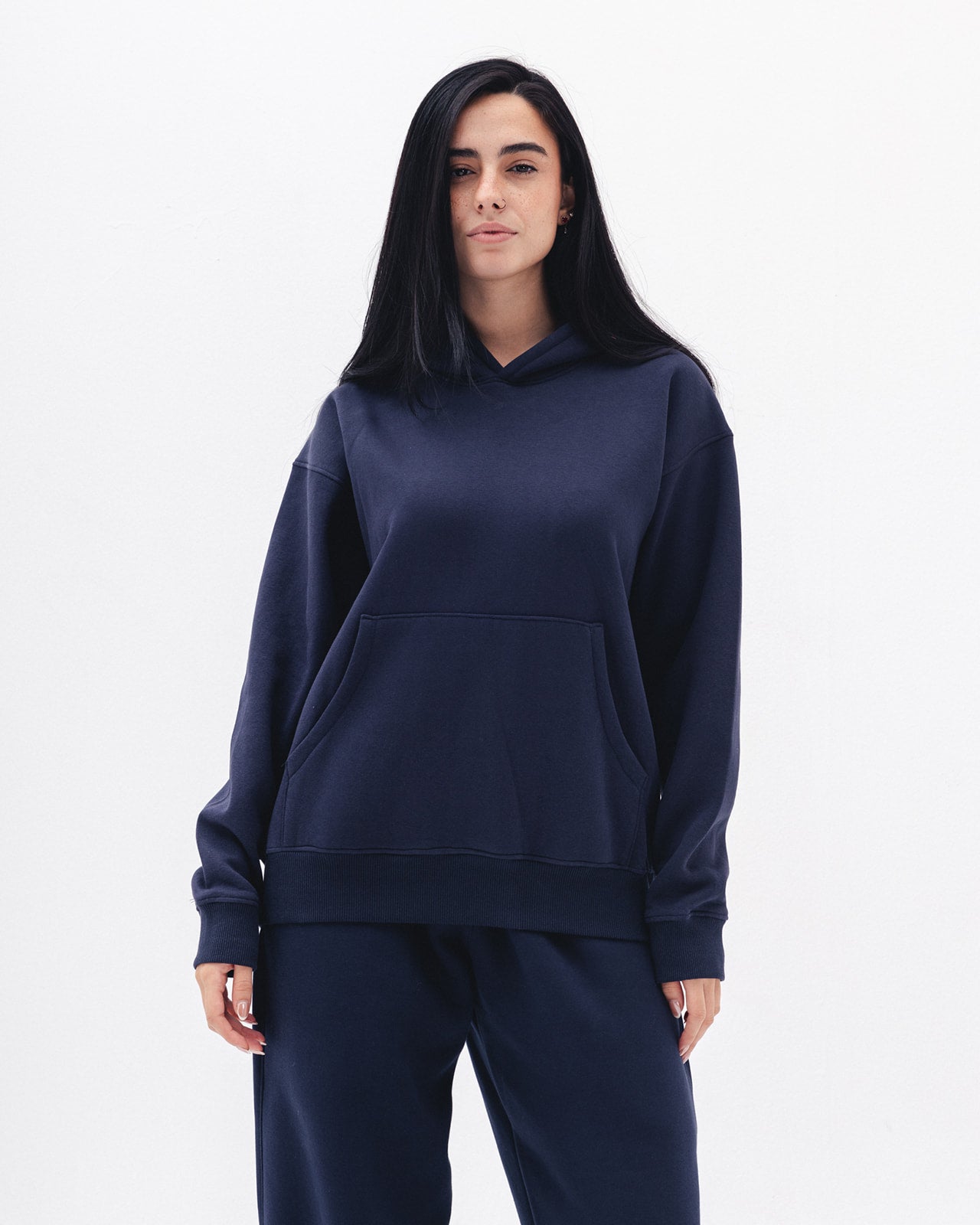 Blank Hoodie In Navy Blue
