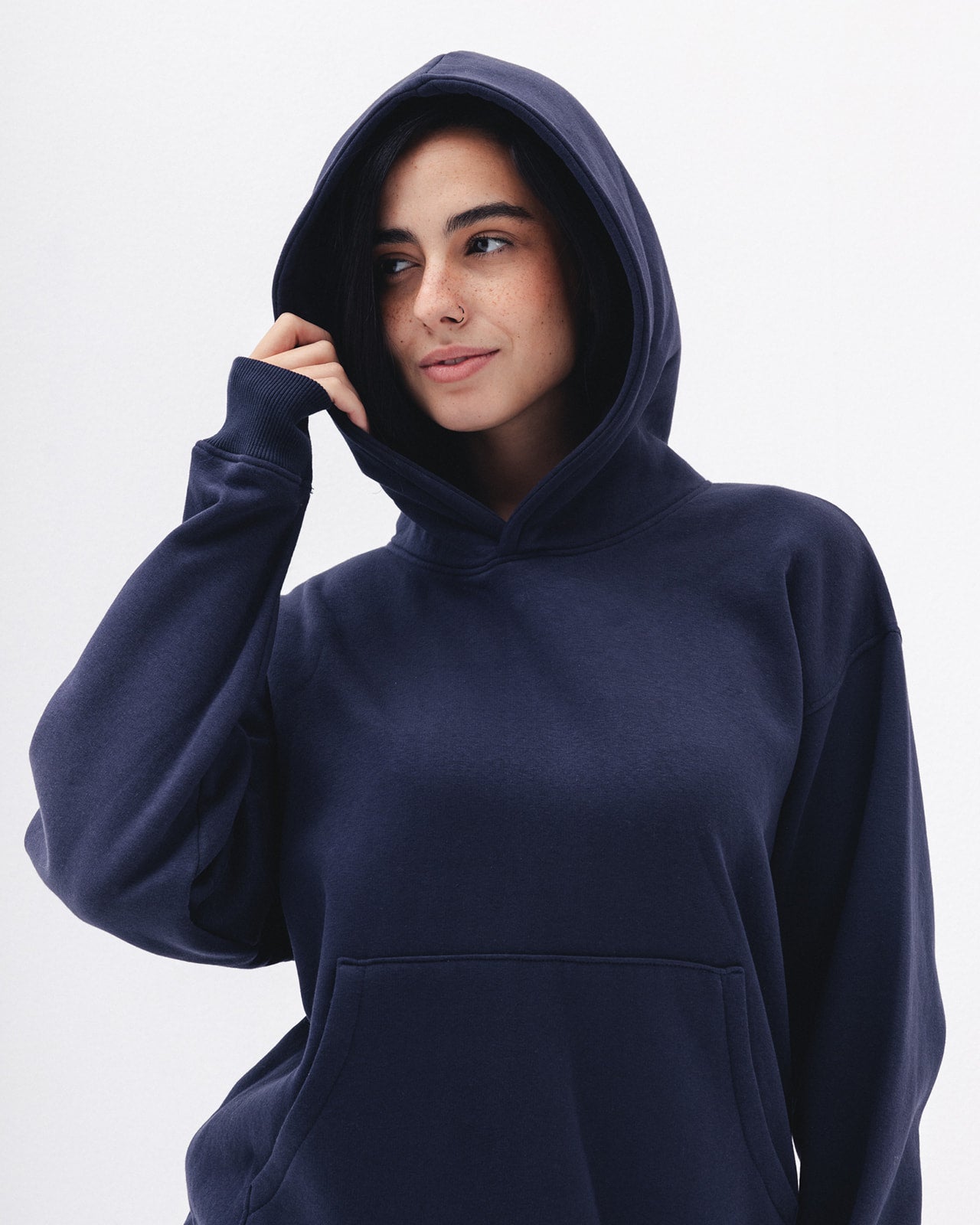 Blank Hoodie In Navy Blue