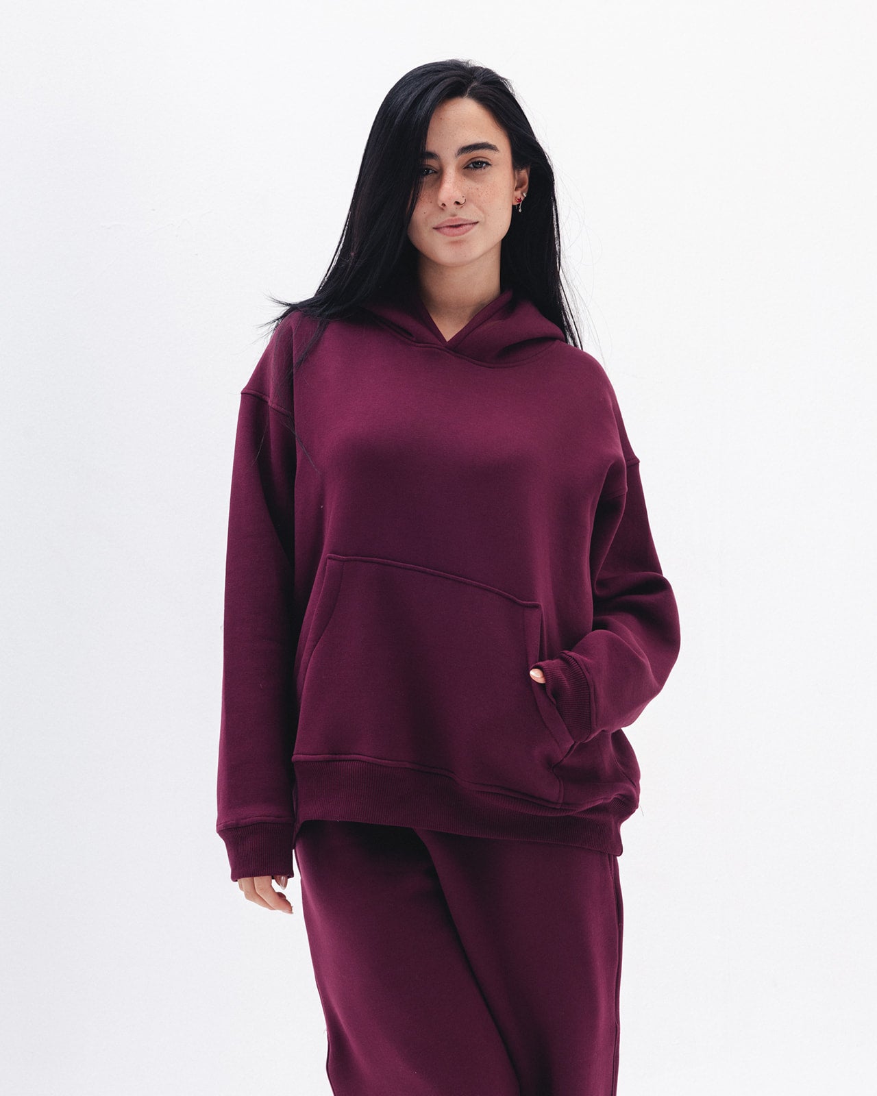 Blank Hoodie In Burgundy