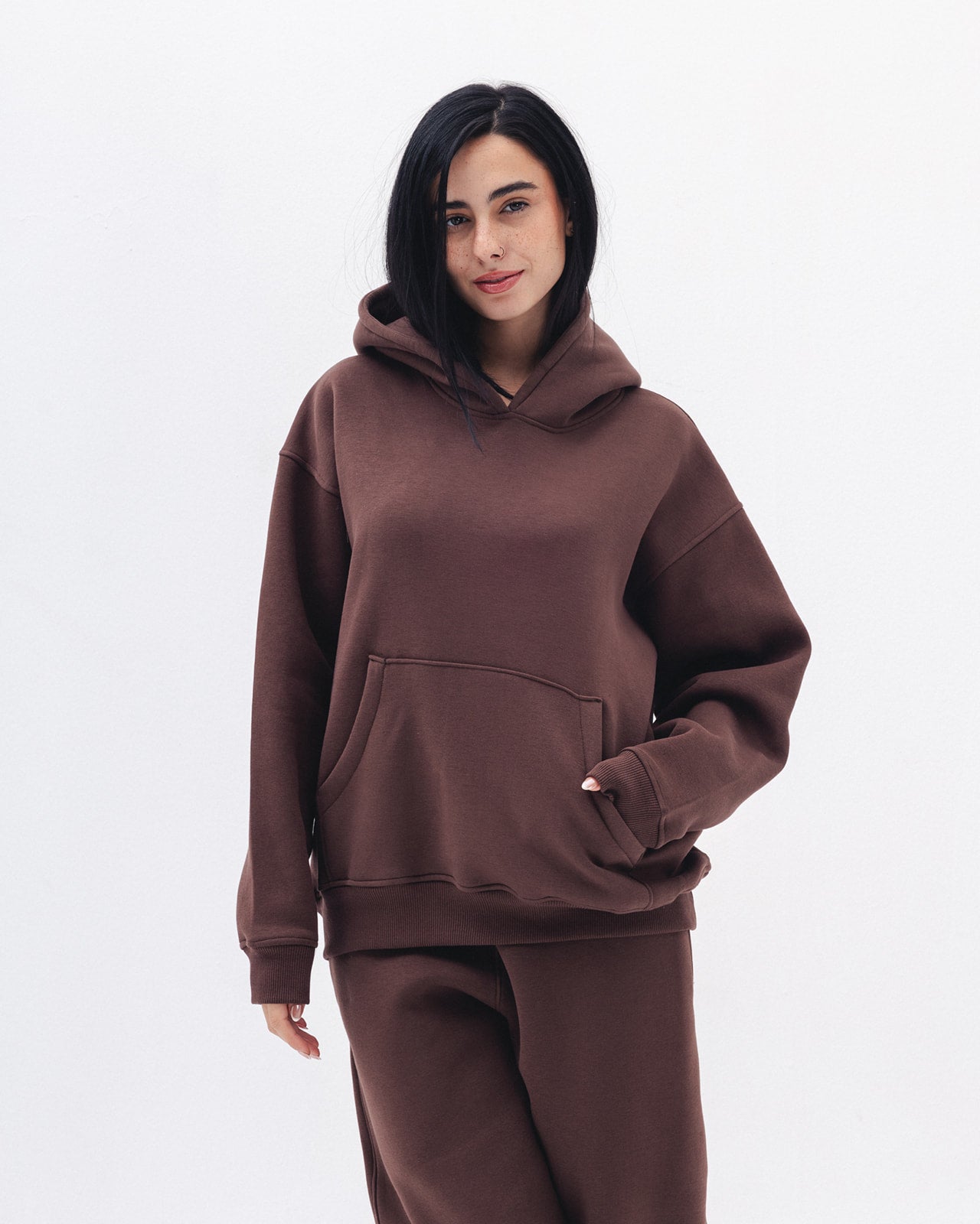 Blank Hoodie In Coco Brown