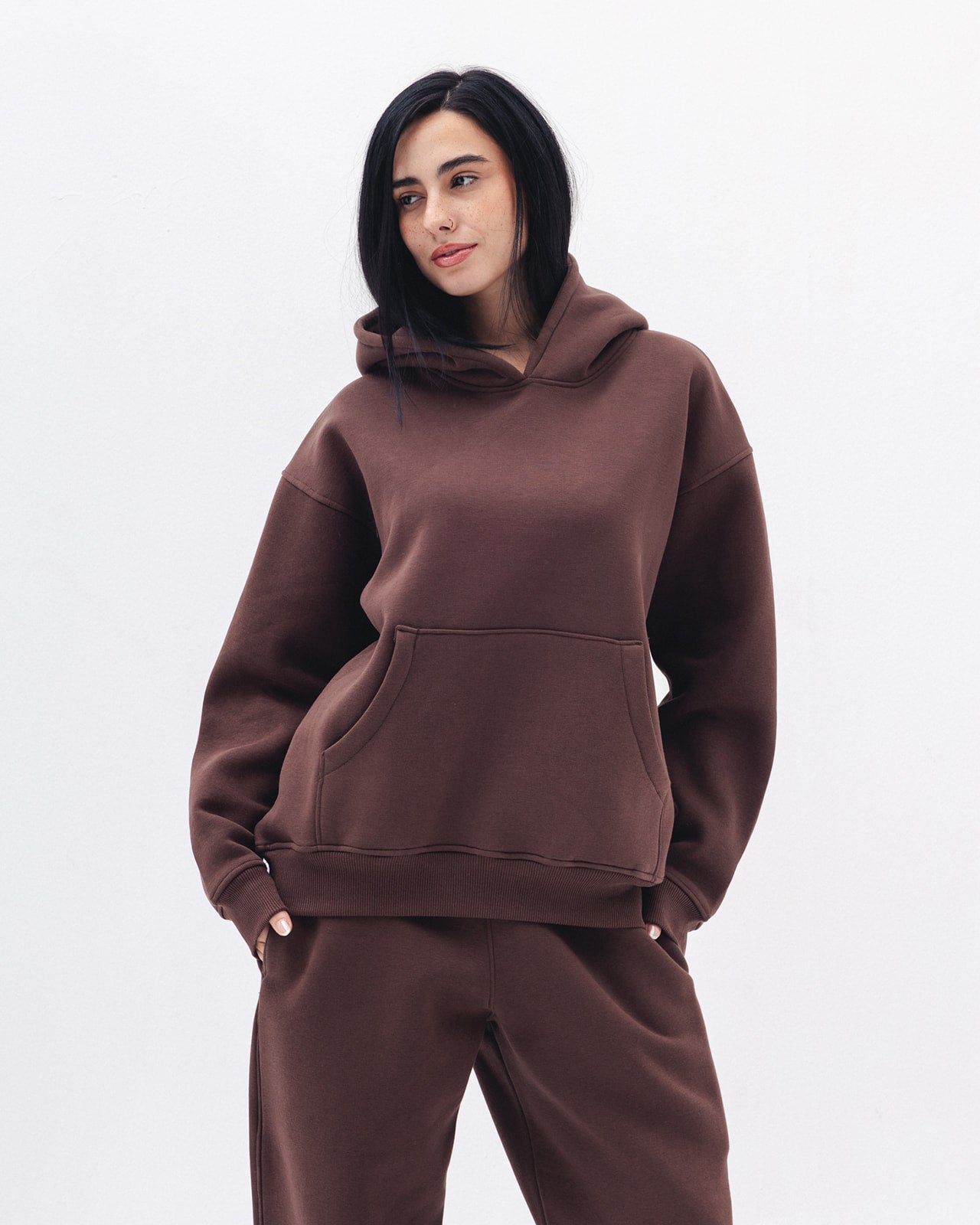 Blank Hoodie In Coco Brown