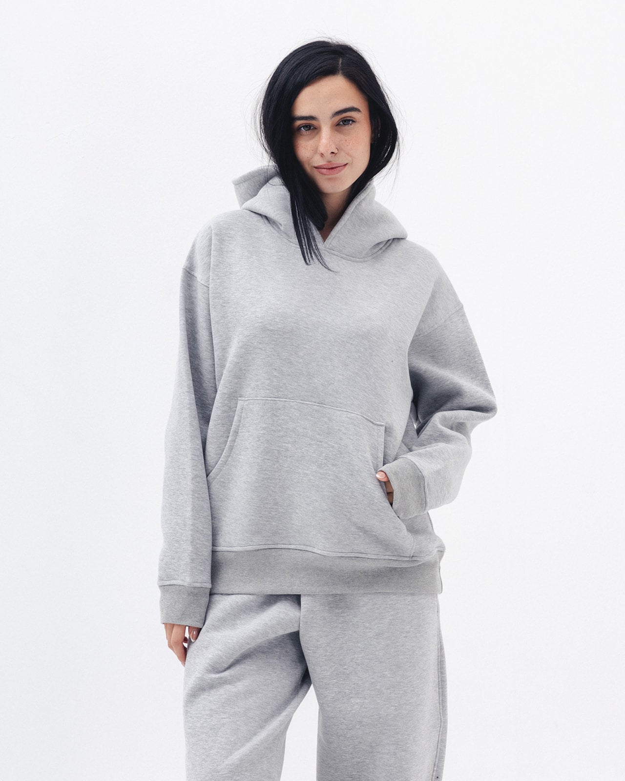Blank Hoodie In Light Grey