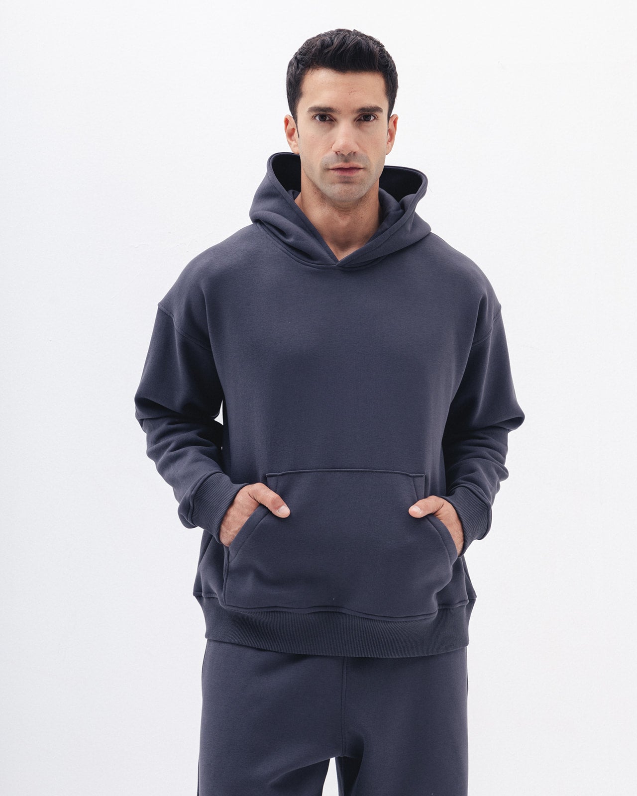 Blank Hoodie In Charcoal Grey