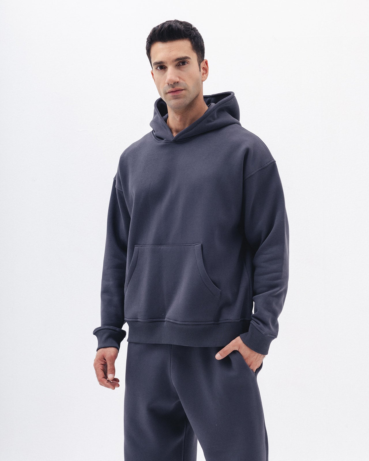 Blank Hoodie In Charcoal Grey