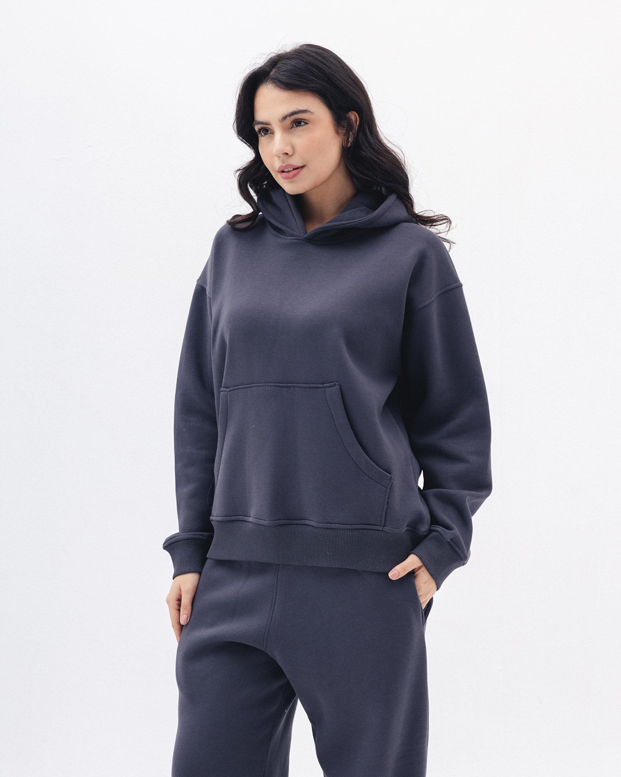 Blank Hoodie In Charcoal Grey