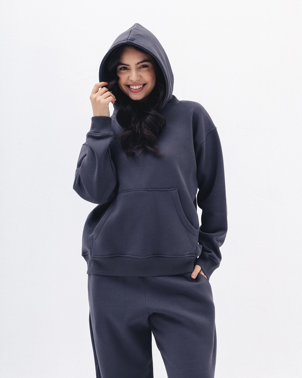 Blank Hoodie In Charcoal Grey