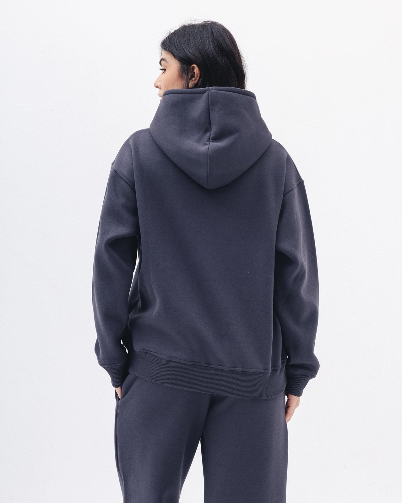 Blank Hoodie In Charcoal Grey