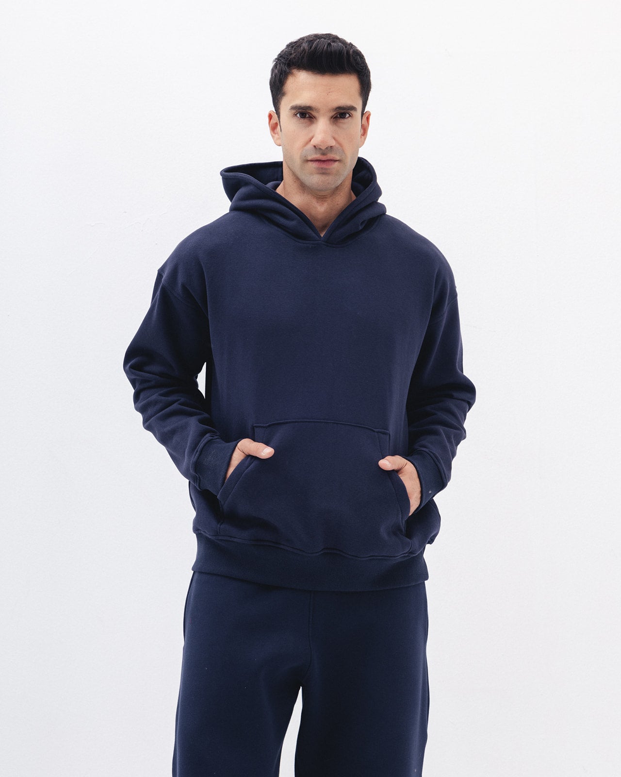Blank Hoodie In Navy Blue