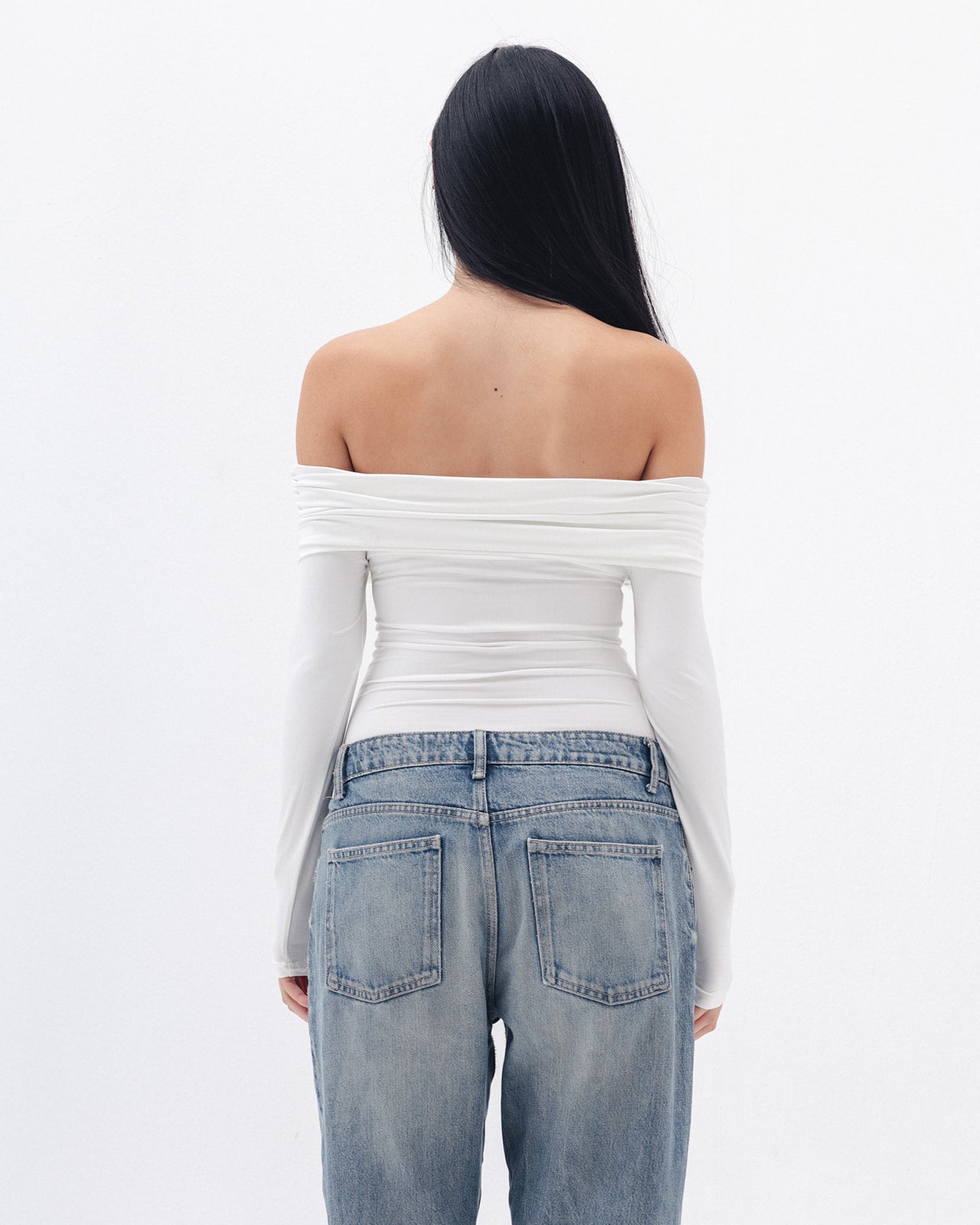 Off Shoulder Long Sleeve In White