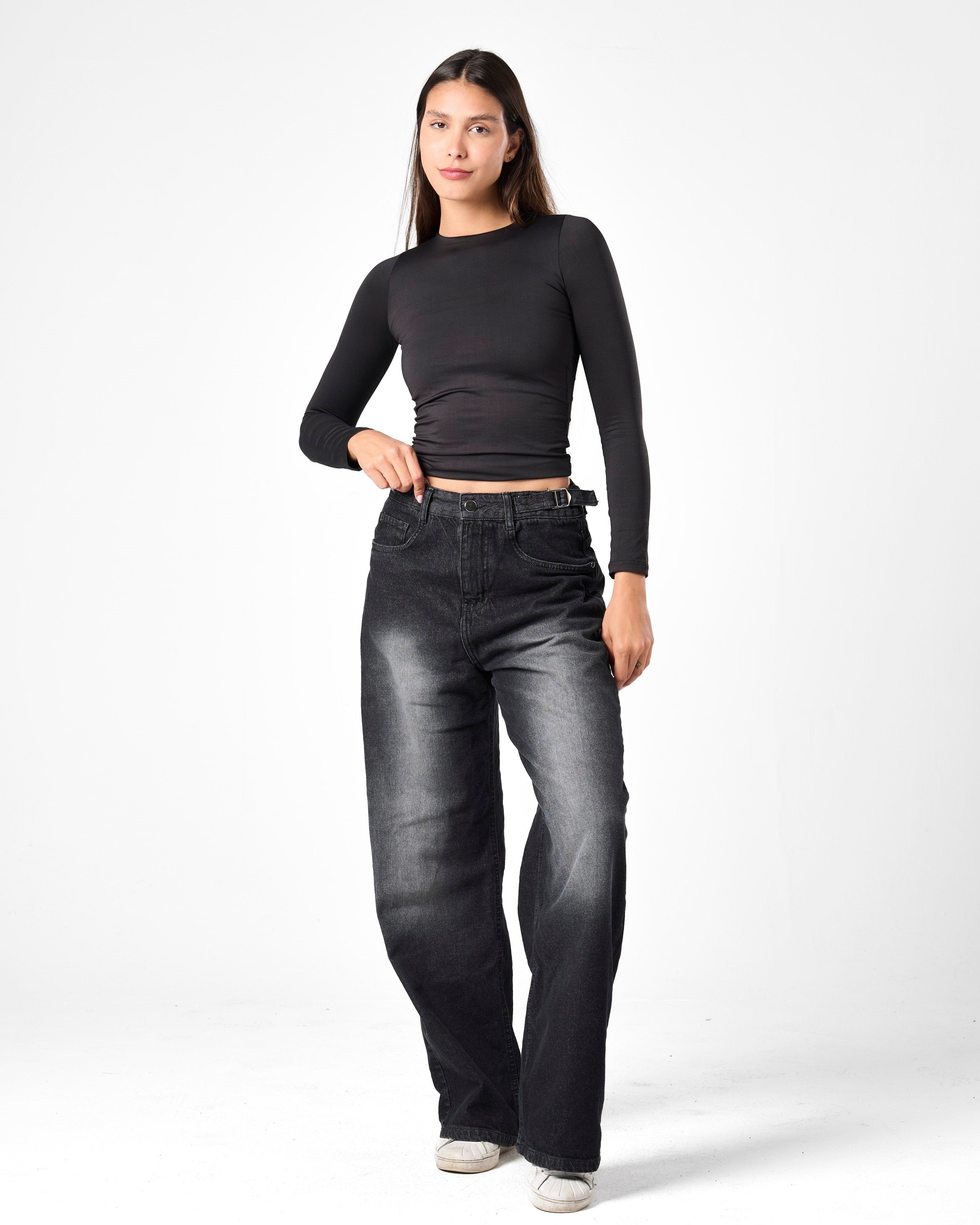 Baggy Denim In Washed Black