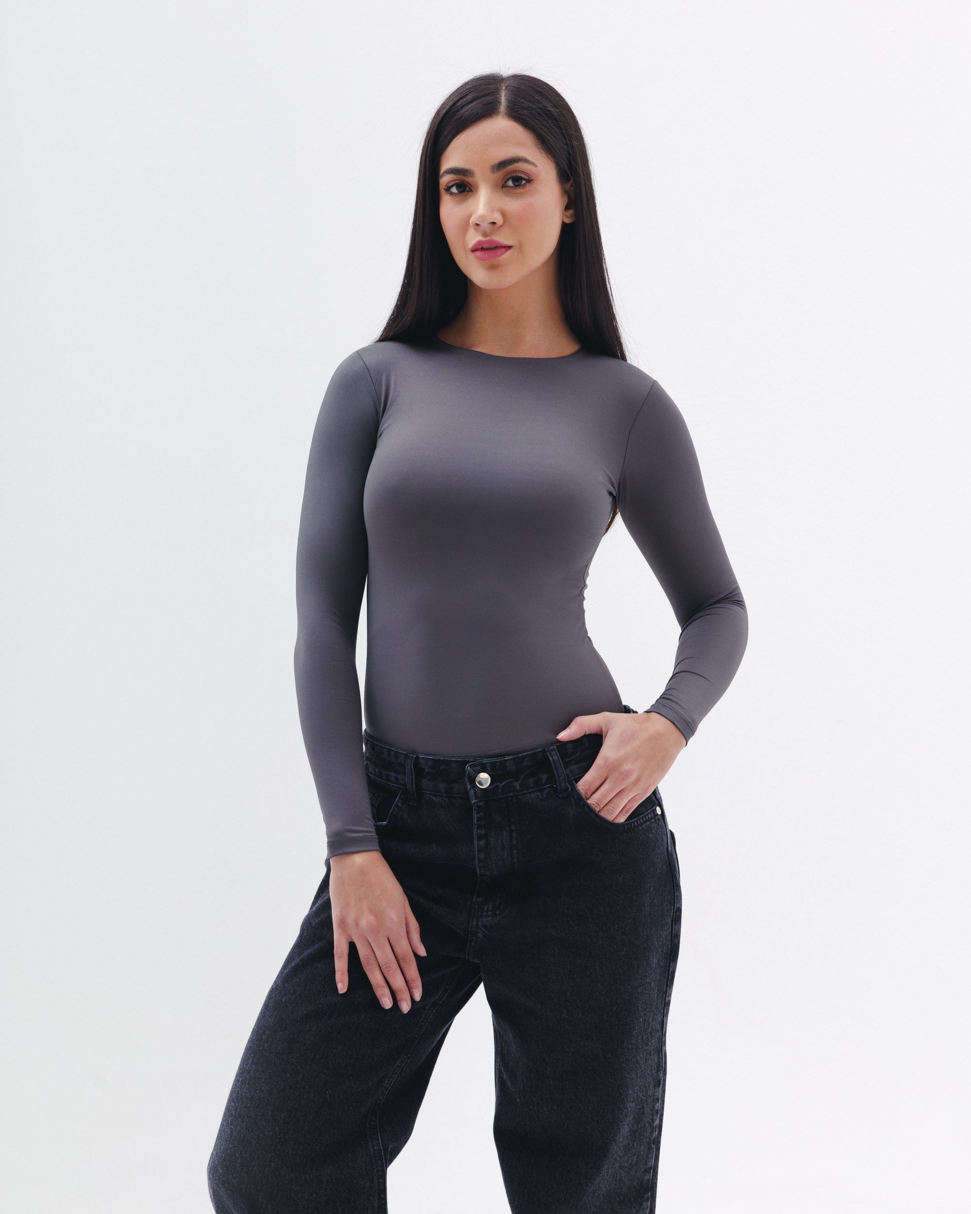 Shaping Bodysuit In Charcoal Grey