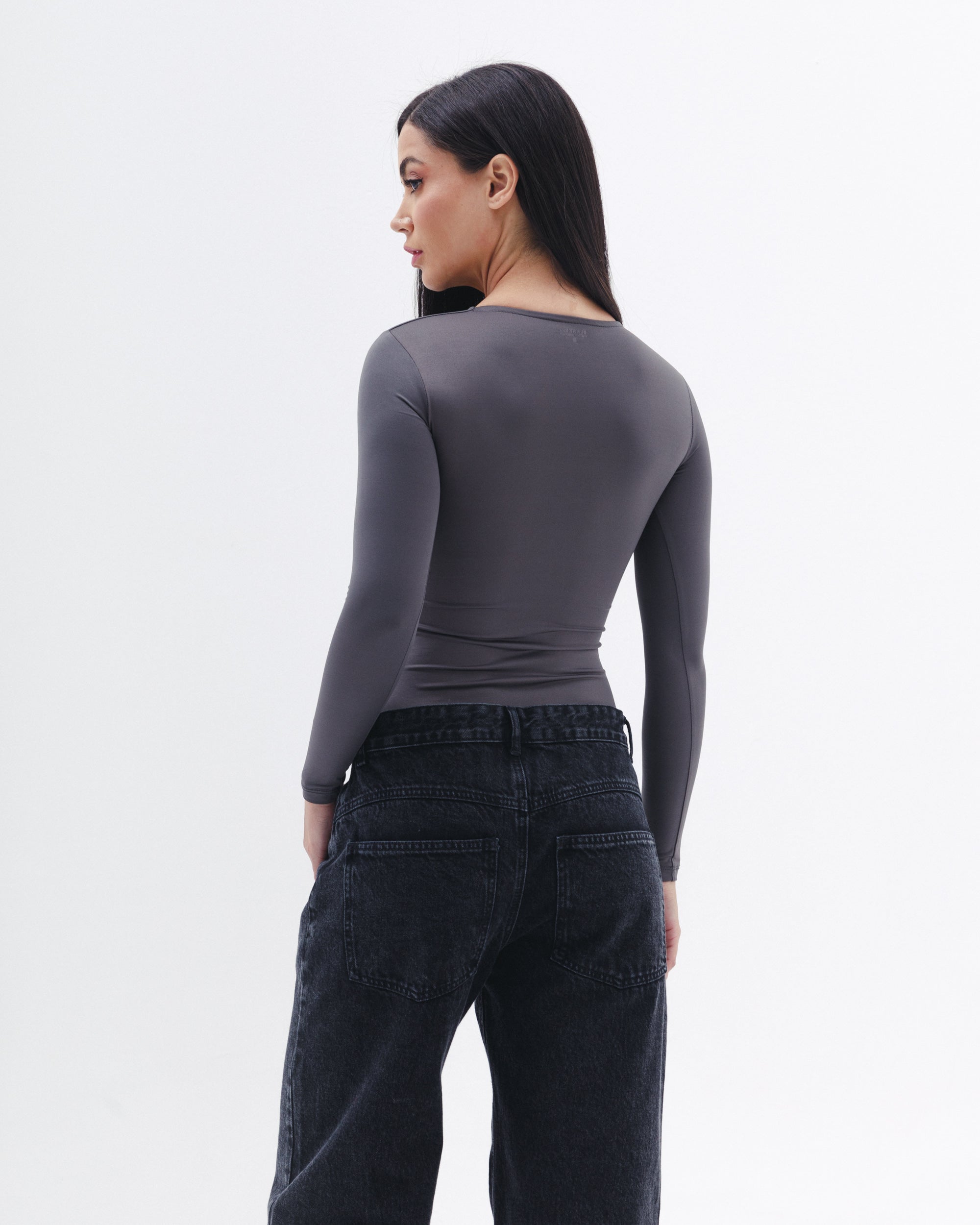 Shaping Bodysuit In Charcoal Grey