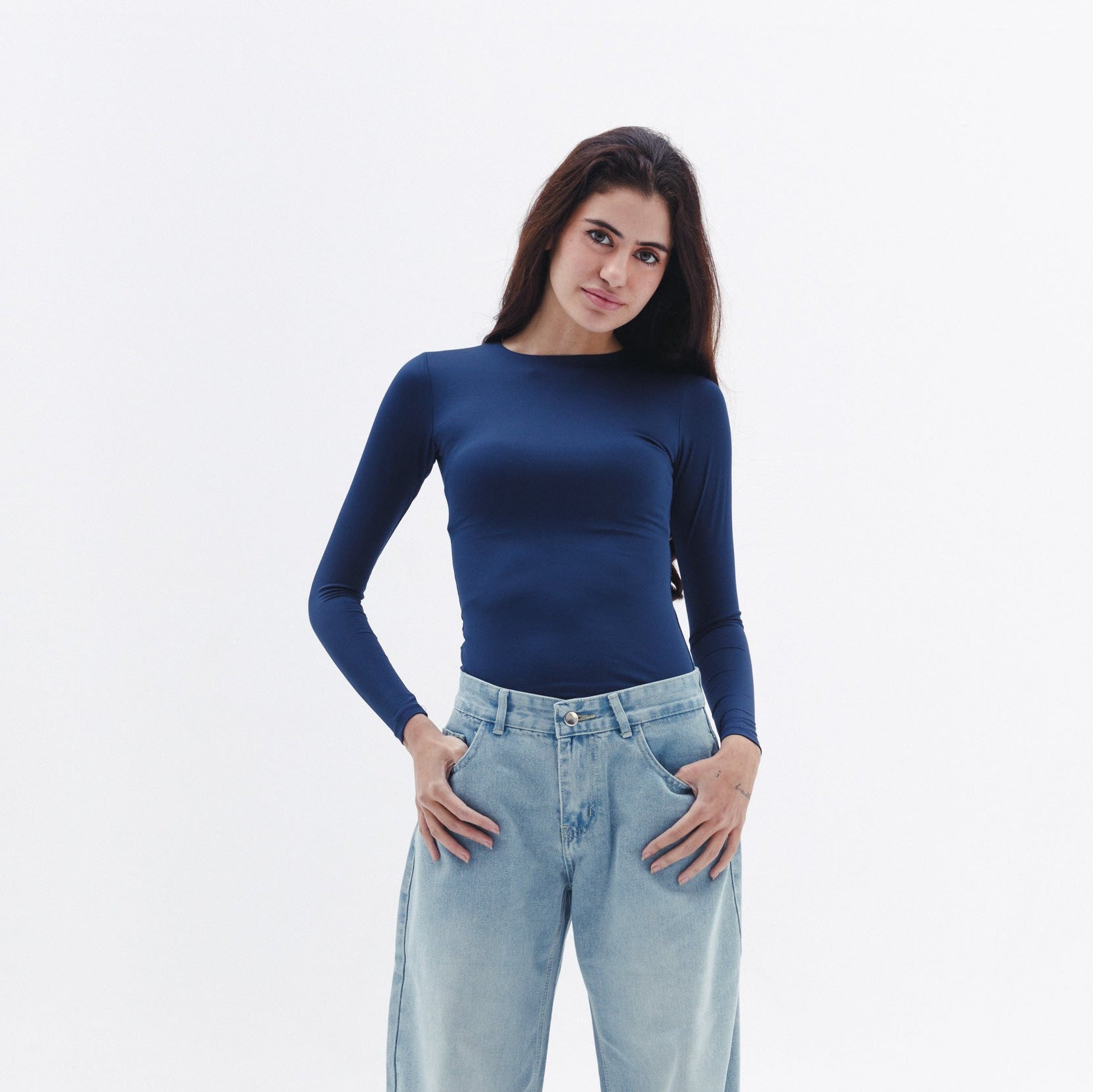 Shaping Long Sleeve Top Navy Blue