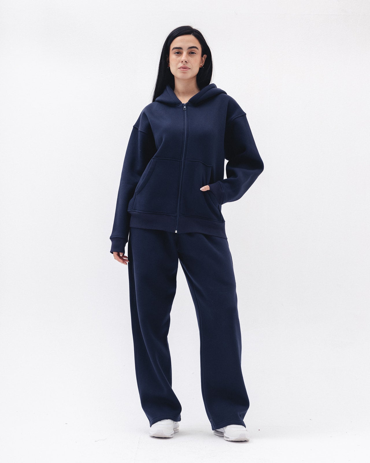 Blank Zip Up In Navy Blue