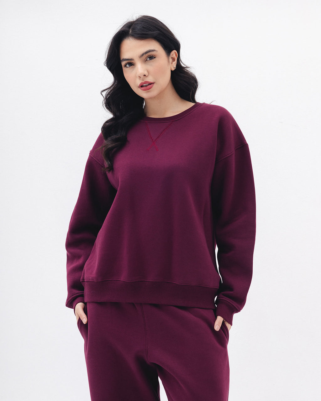 Blank Crewneck In Burdundy
