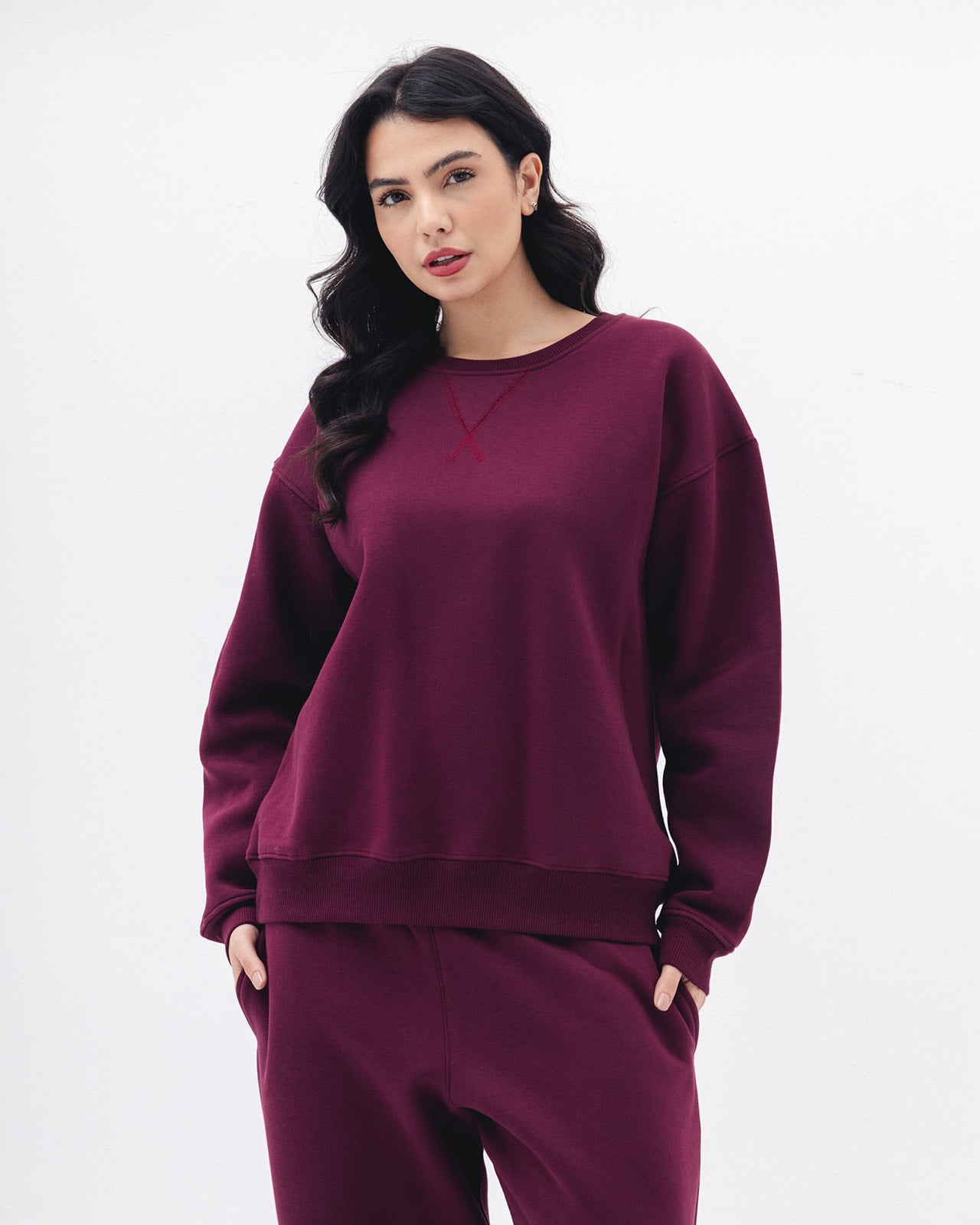Blank Crewneck In Burdundy