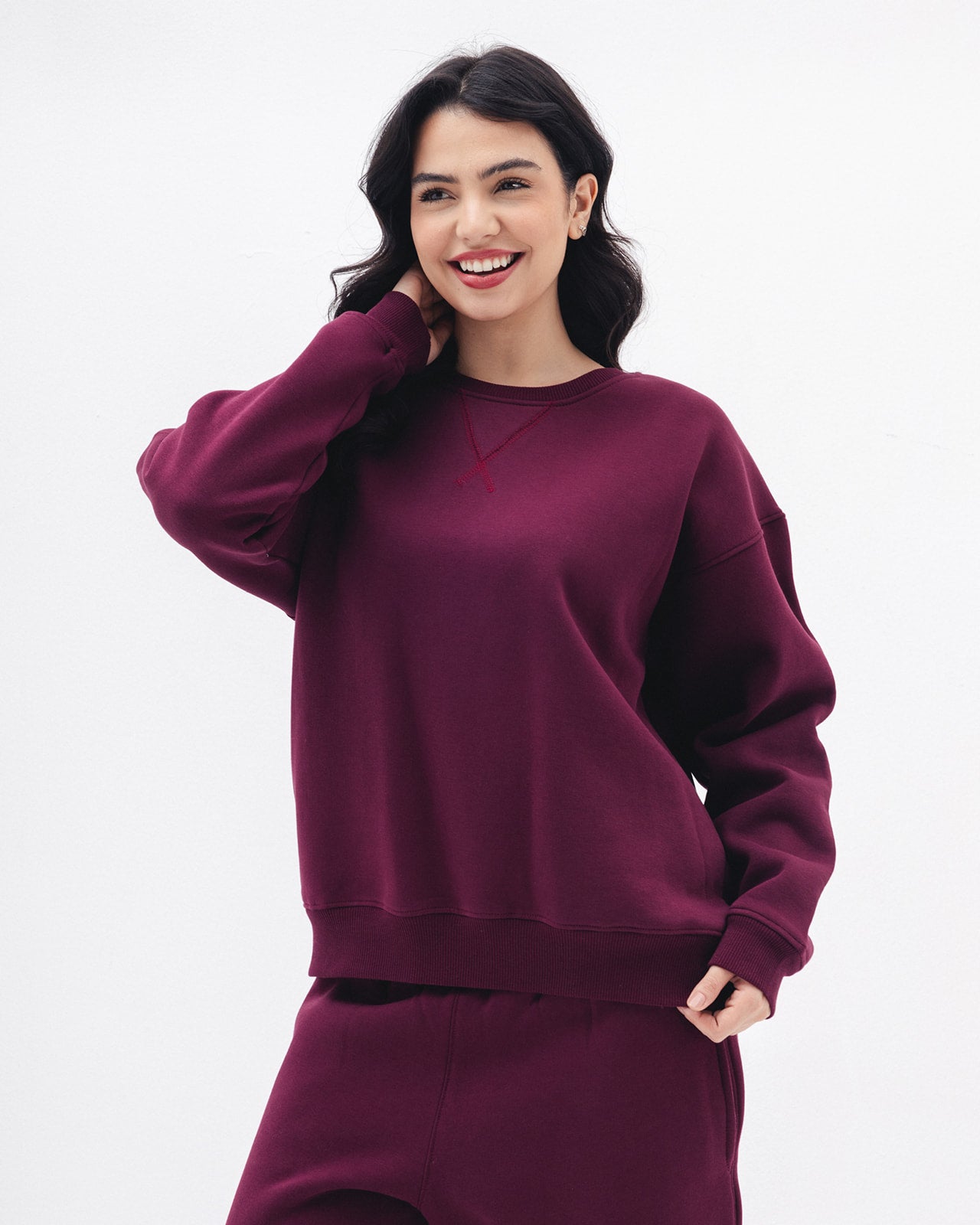 Blank Crewneck In Burdundy
