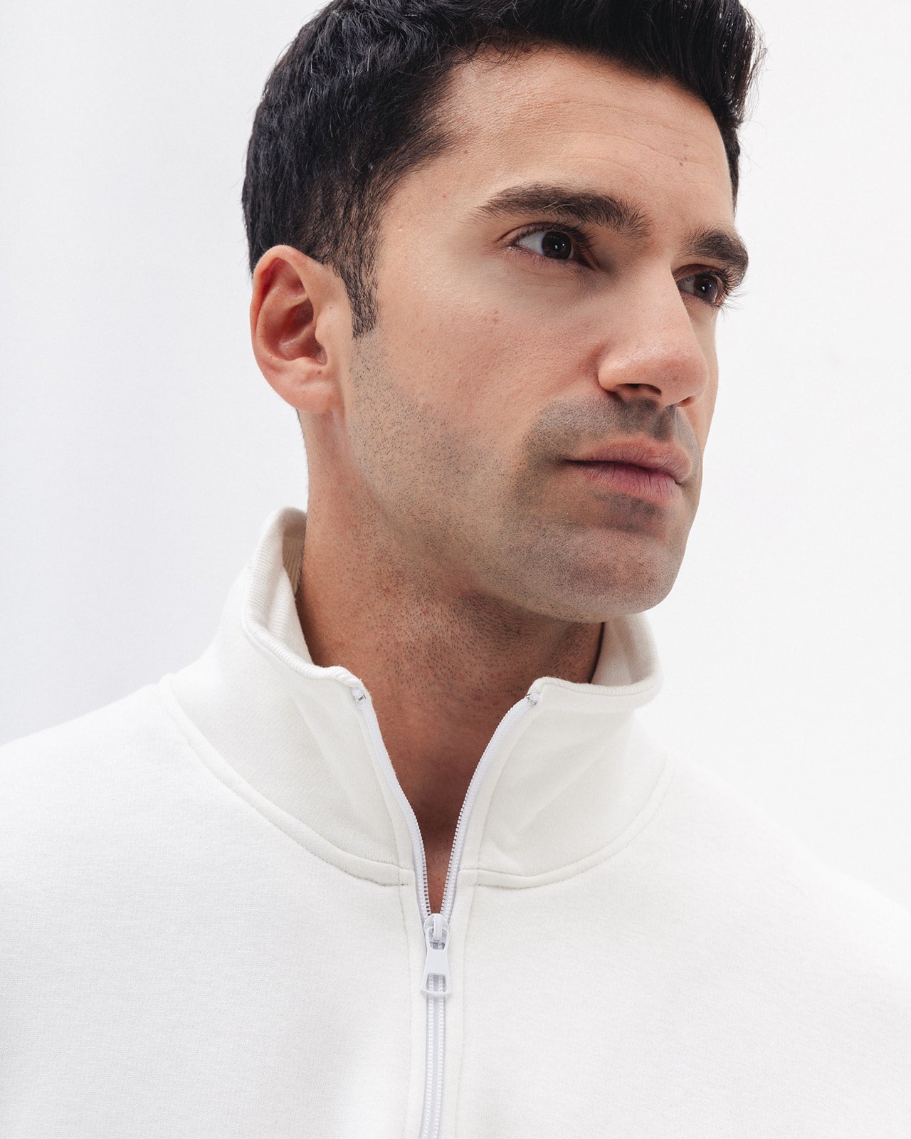 Quarter Zip in White