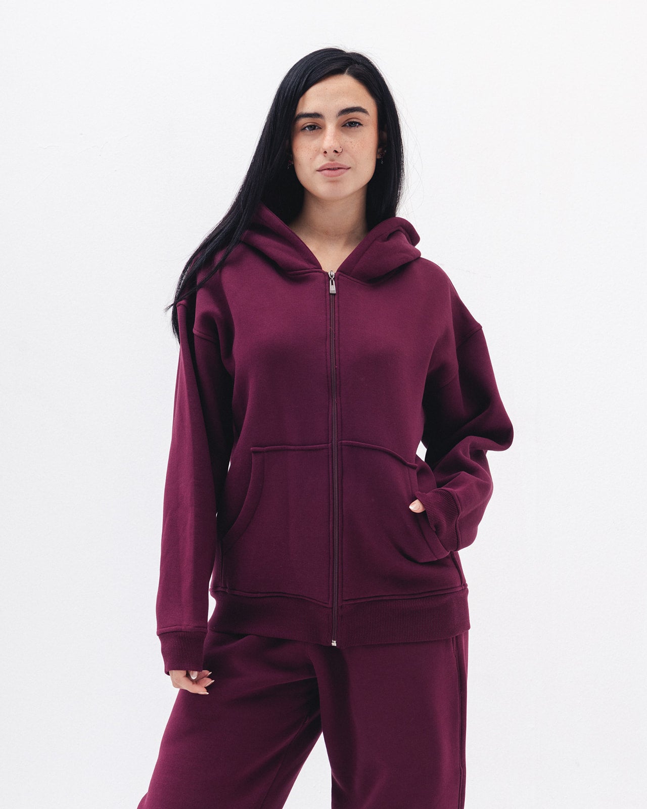 Blank Zip Up In Burgundy