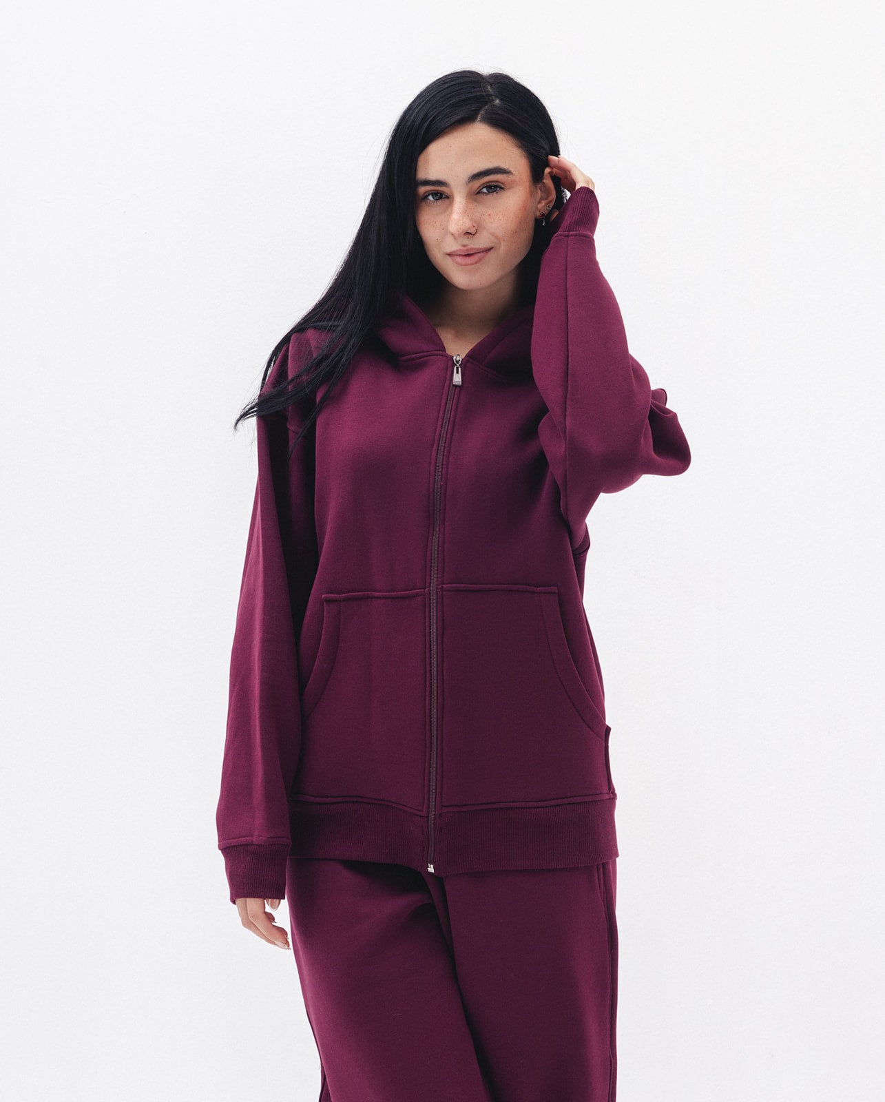 Blank Zip Up In Burgundy