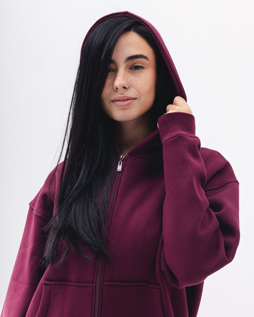 Blank Zip Up In Burgundy
