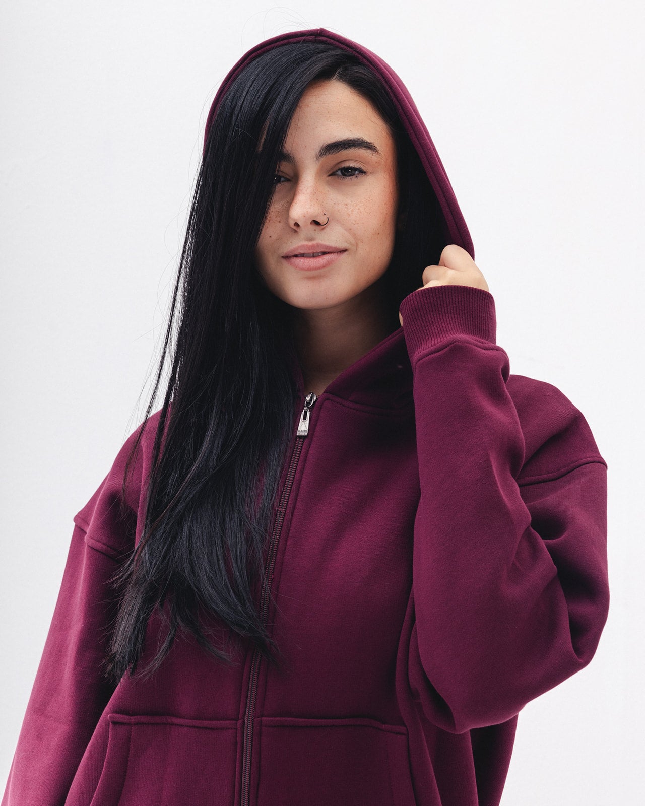 Blank Zip Up In Burgundy