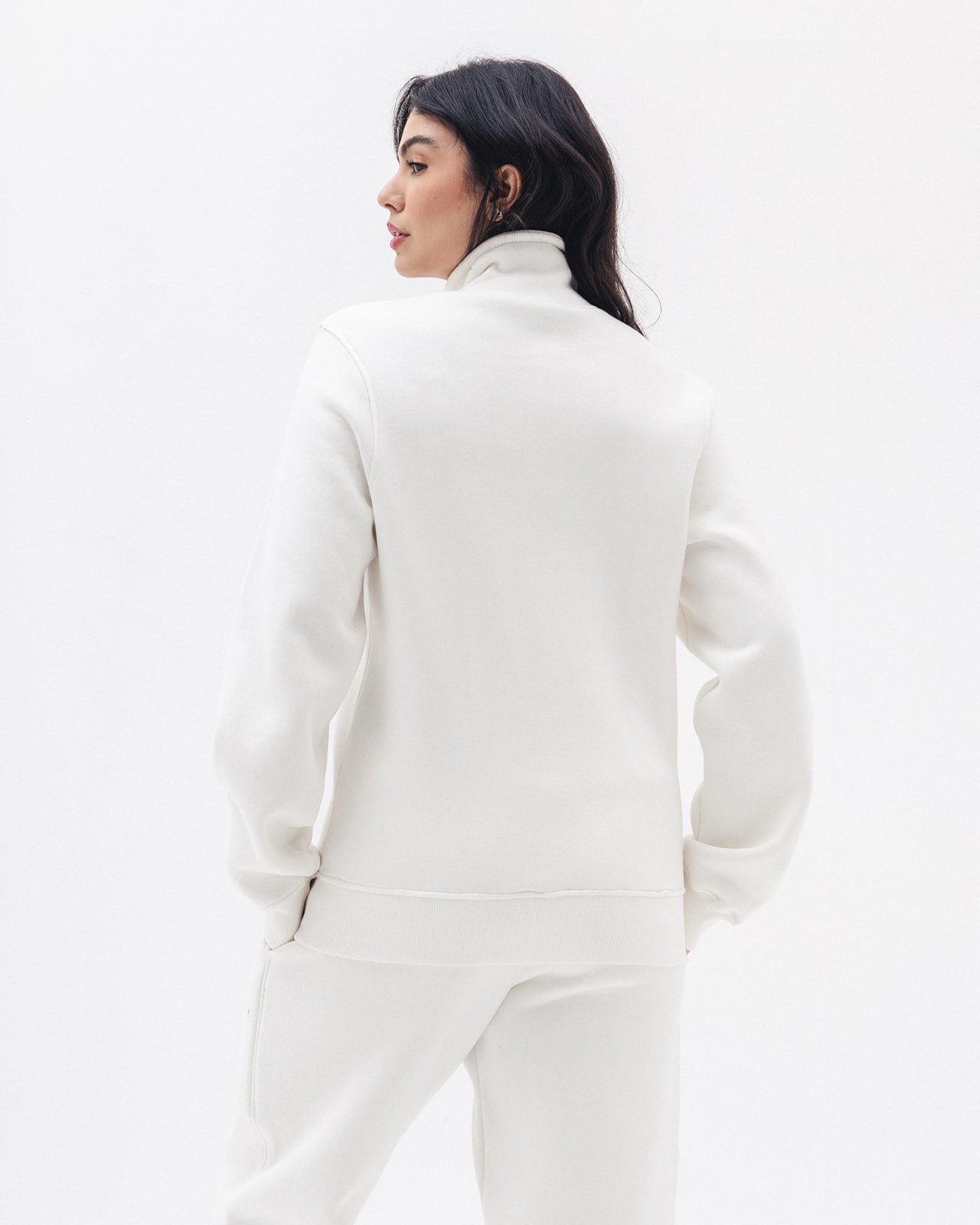 Quarter Zip in White