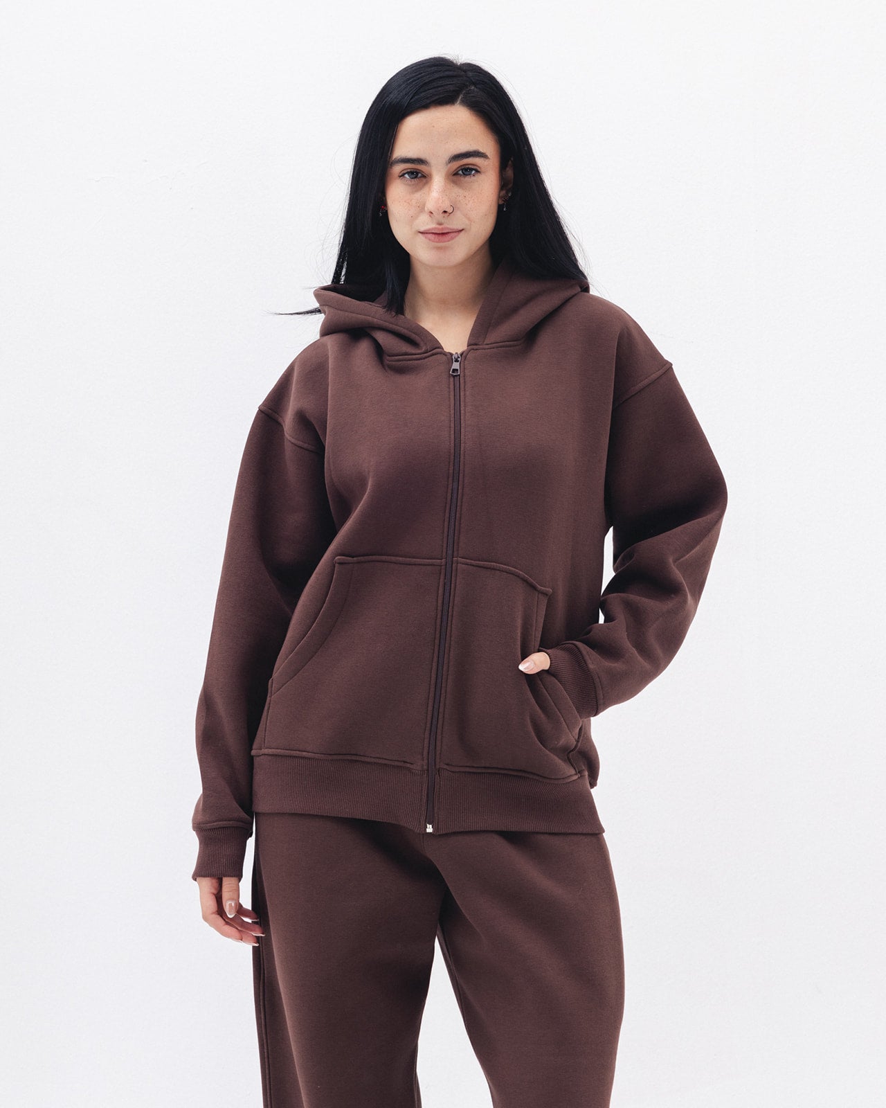 Blank Zip up in Coco Brown