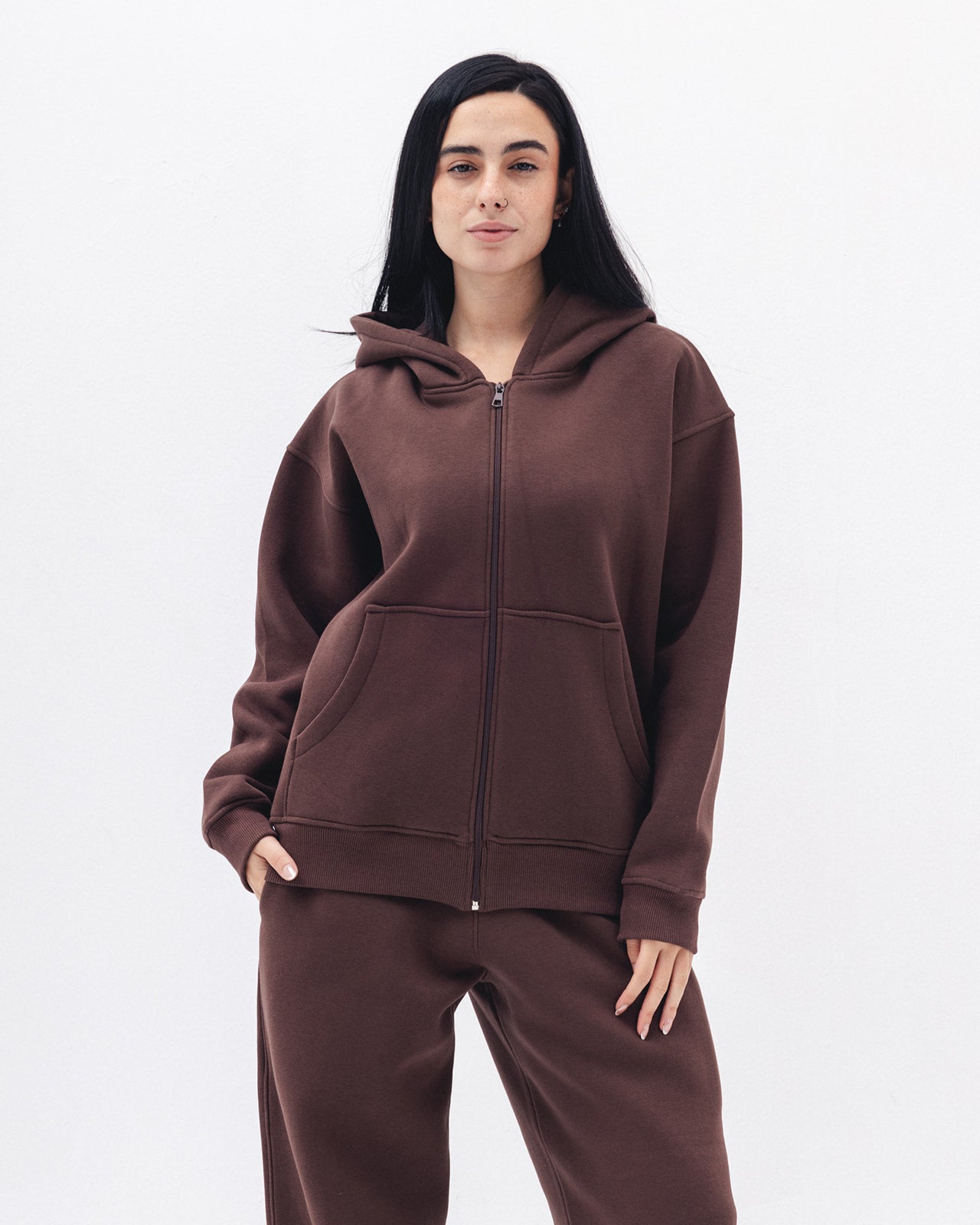 Blank Zip up in Coco Brown