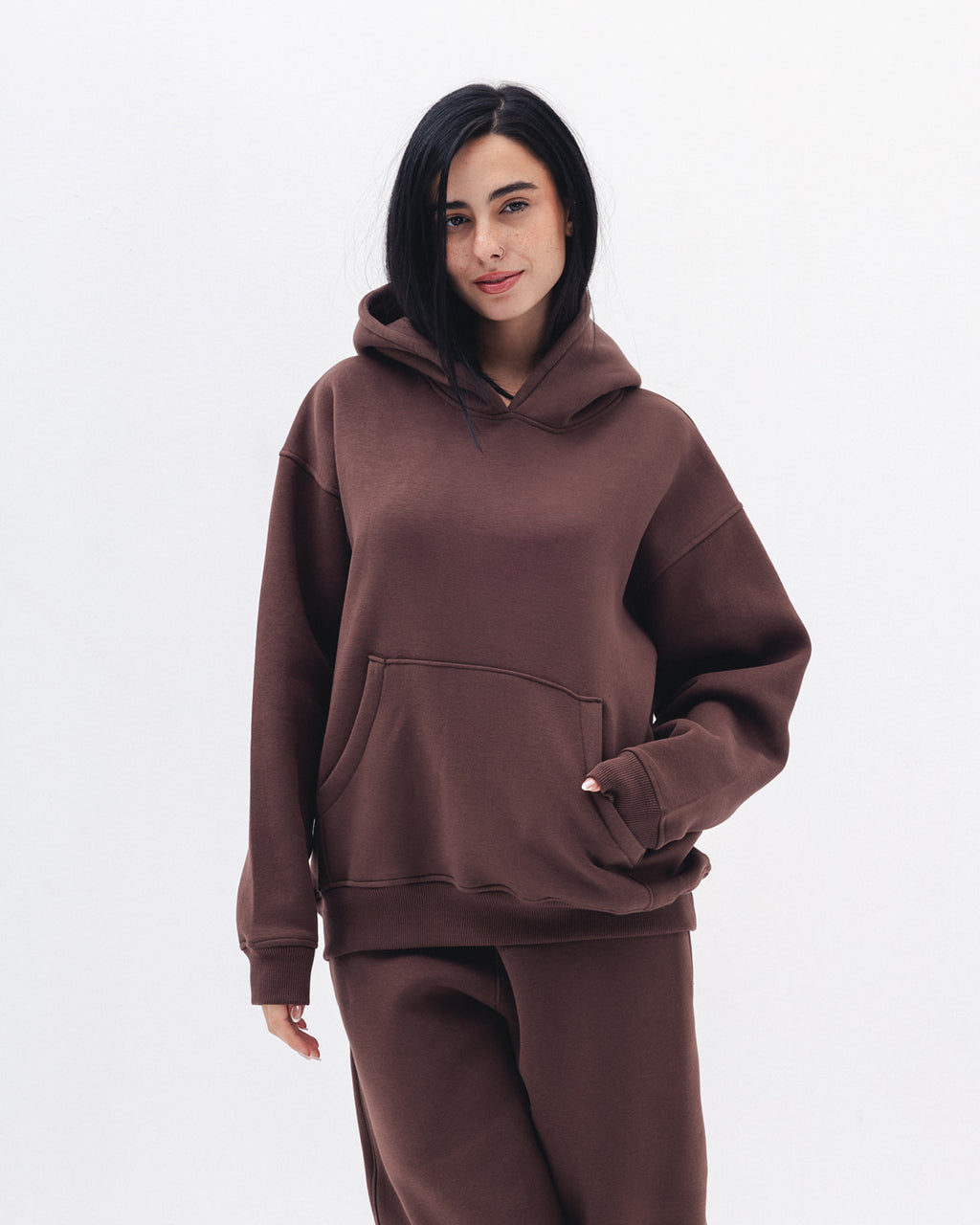Blank Hoodie In Coco Brown