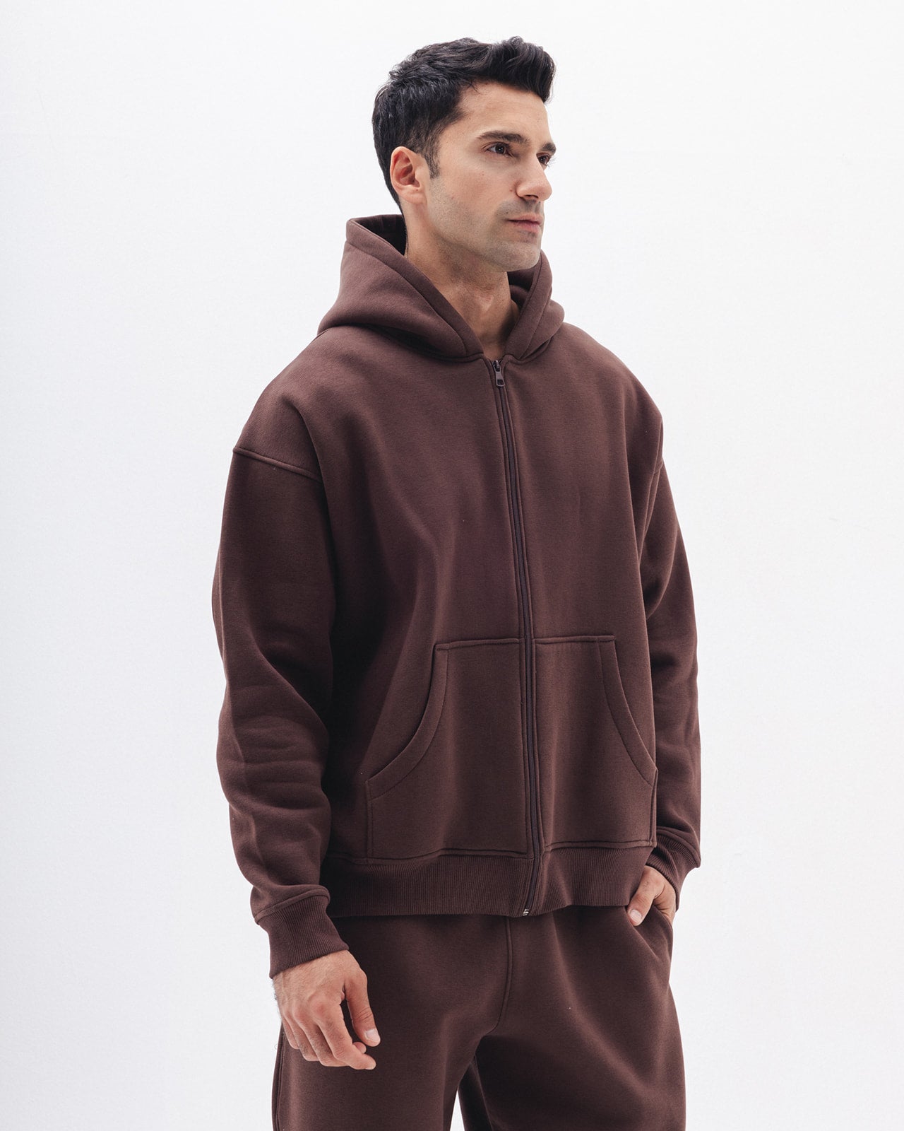 Blank Zip up in Coco Brown