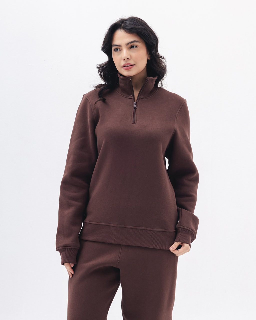 Quarter Zip In Coco Brown
