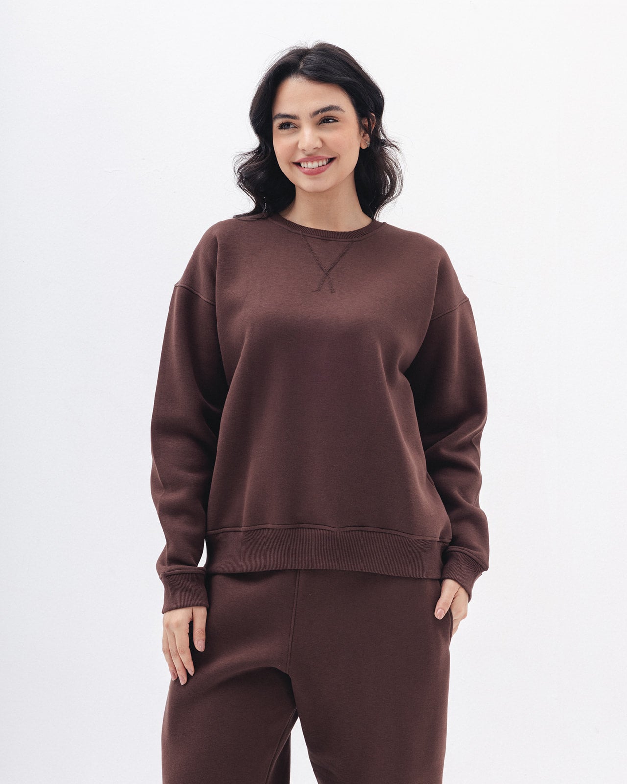 Blank Crewneck In Coco Brown