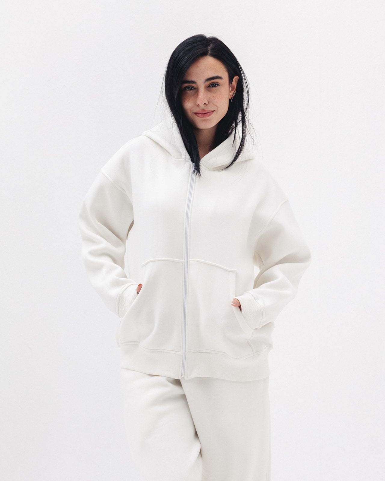 Blank Zip Up In White