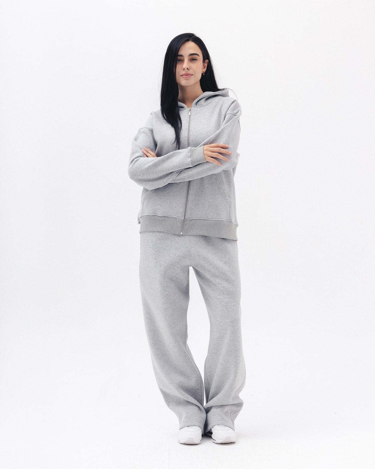 Blank Zip Up In Light Grey