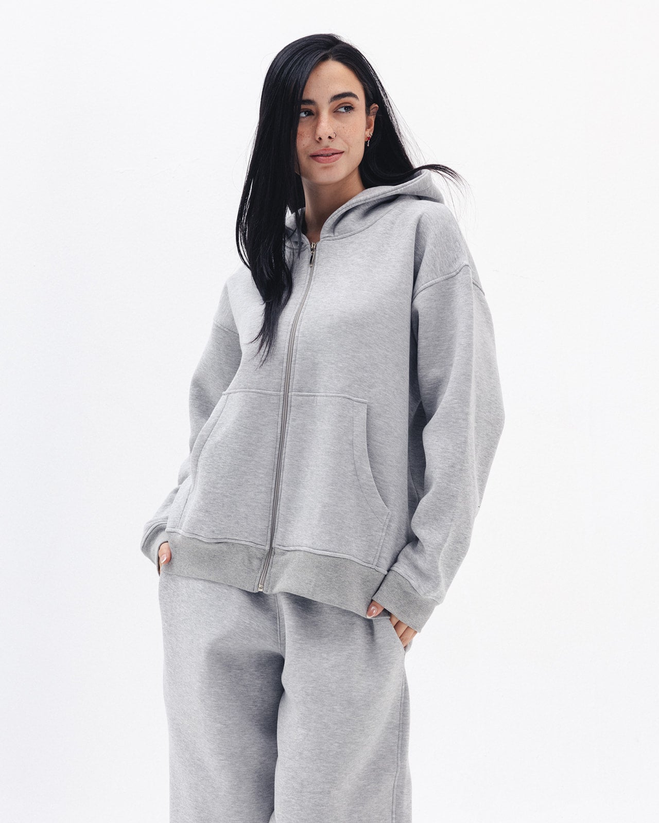 Blank Zip Up In Light Grey