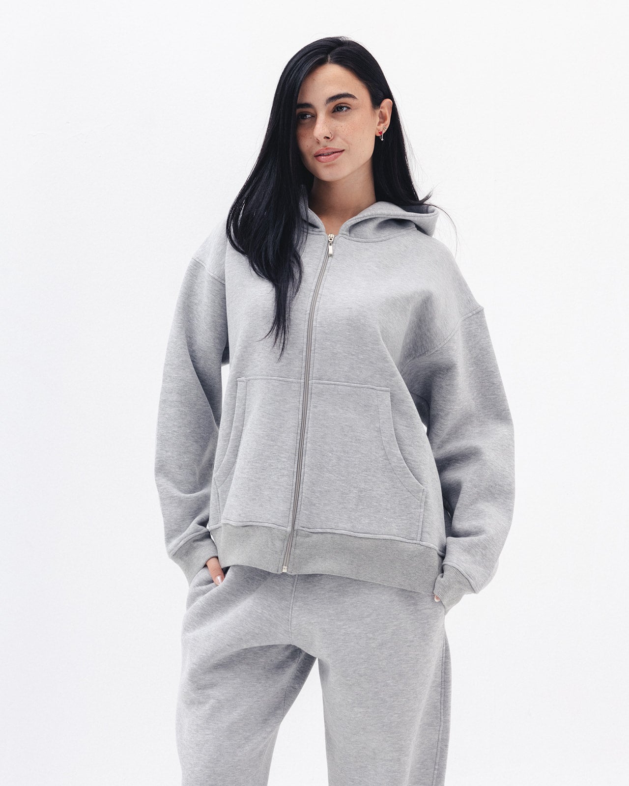 Blank Zip Up In Light Grey
