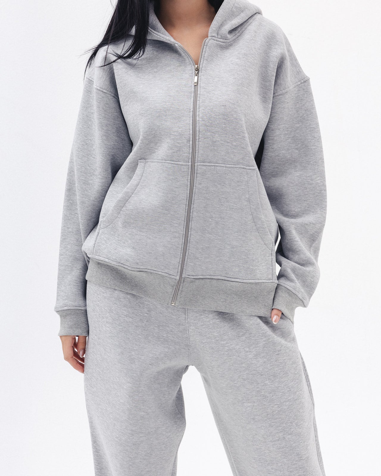 Blank Zip Up In Light Grey