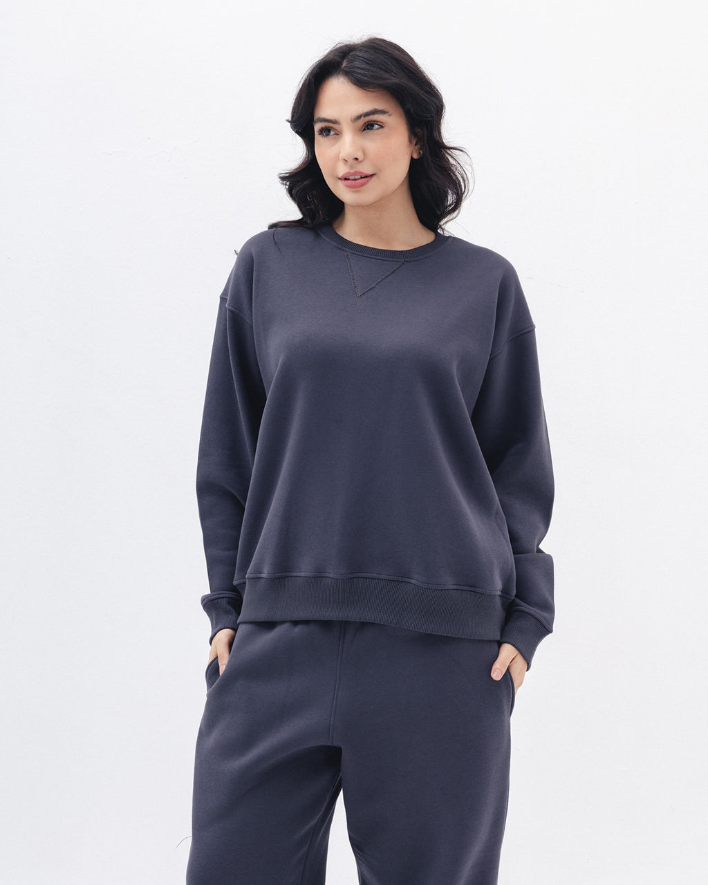 Blank Crewneck In Charcoal Grey