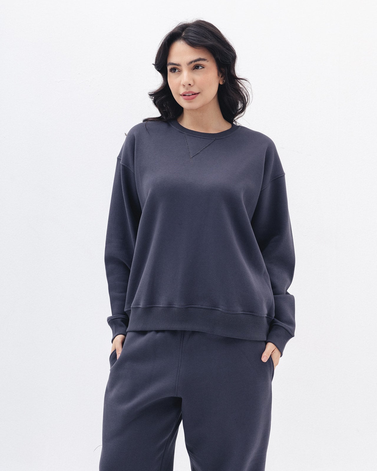 Blank Crewneck In Charcoal Grey