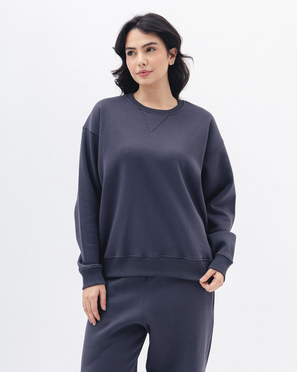 Blank Crewneck In Charcoal Grey