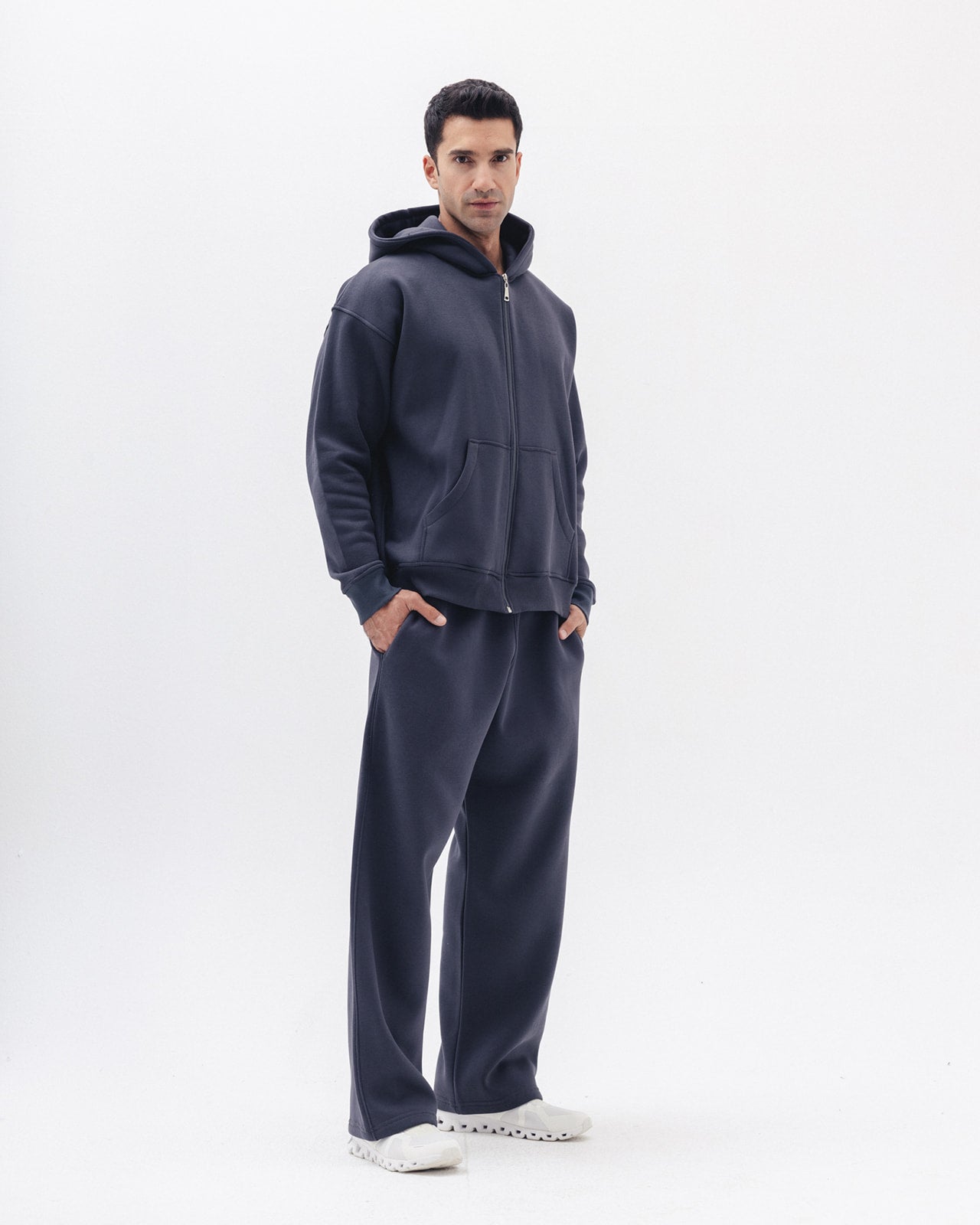 Blank Zip Up In Charcoal Grey