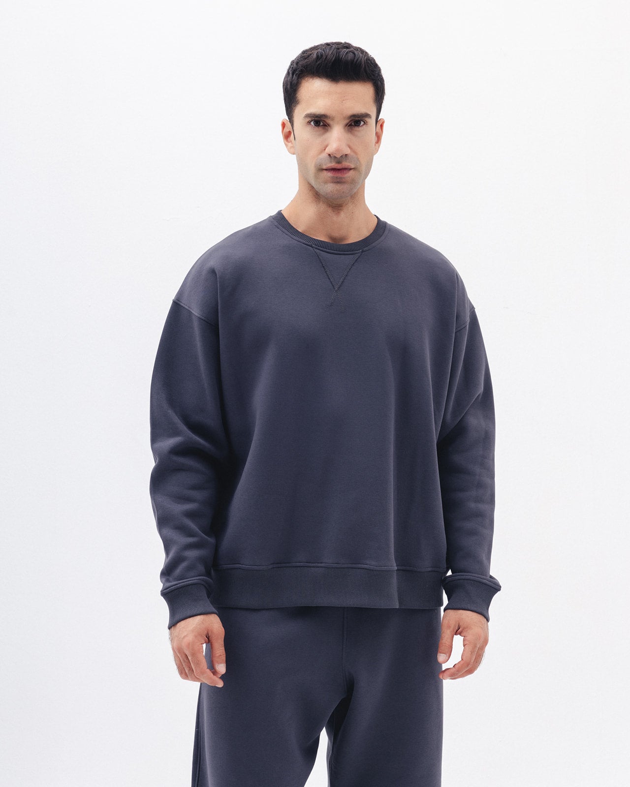 Blank Crewneck In Charcoal Grey