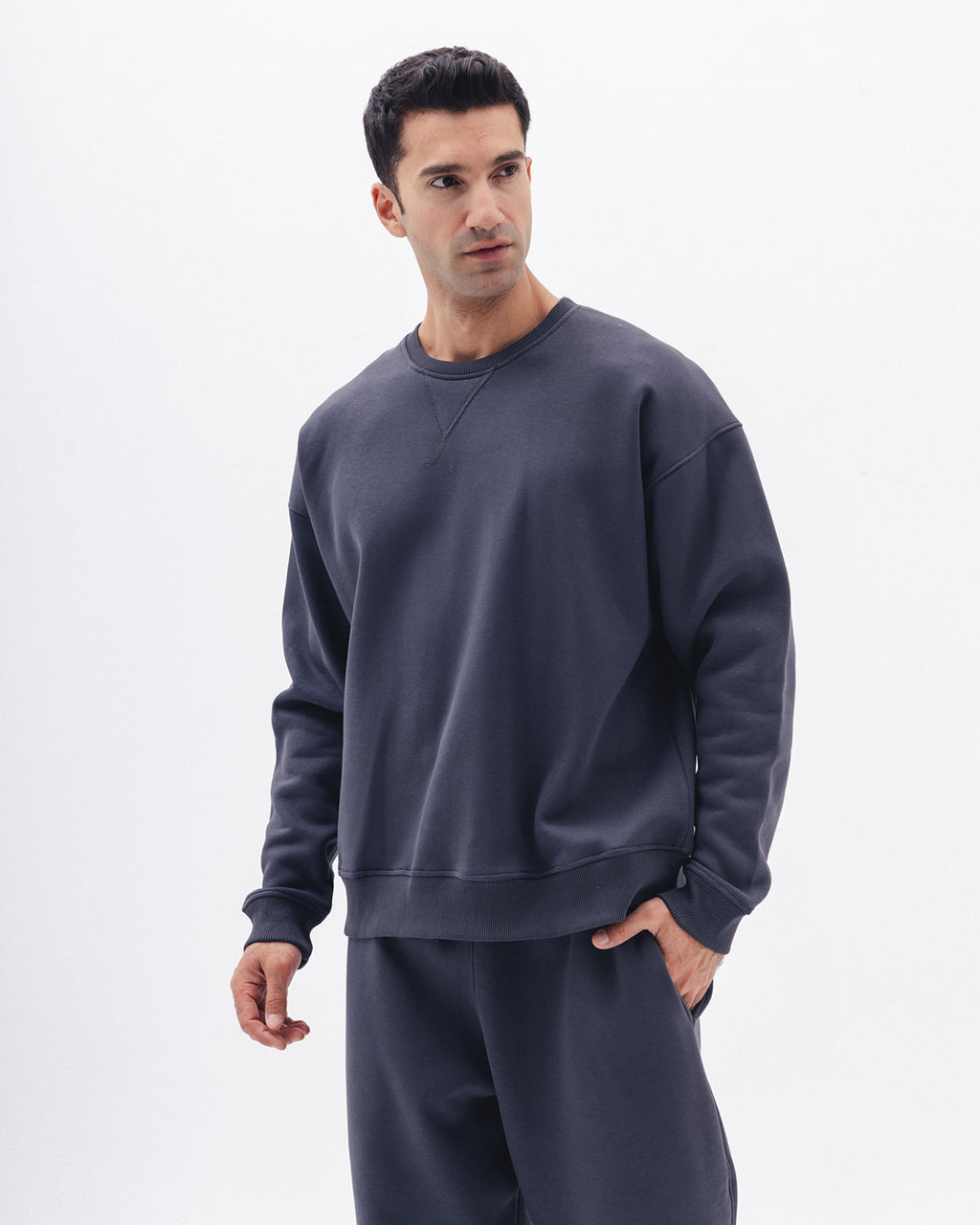 Blank Crewneck In Charcoal Grey