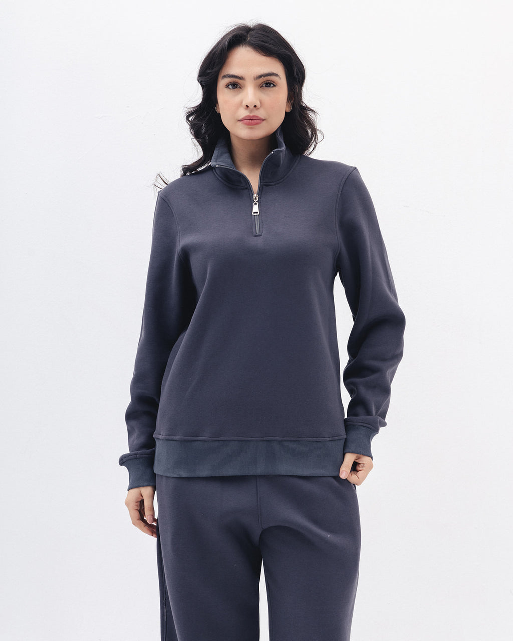 Quarter Zip In Charcoal Grey