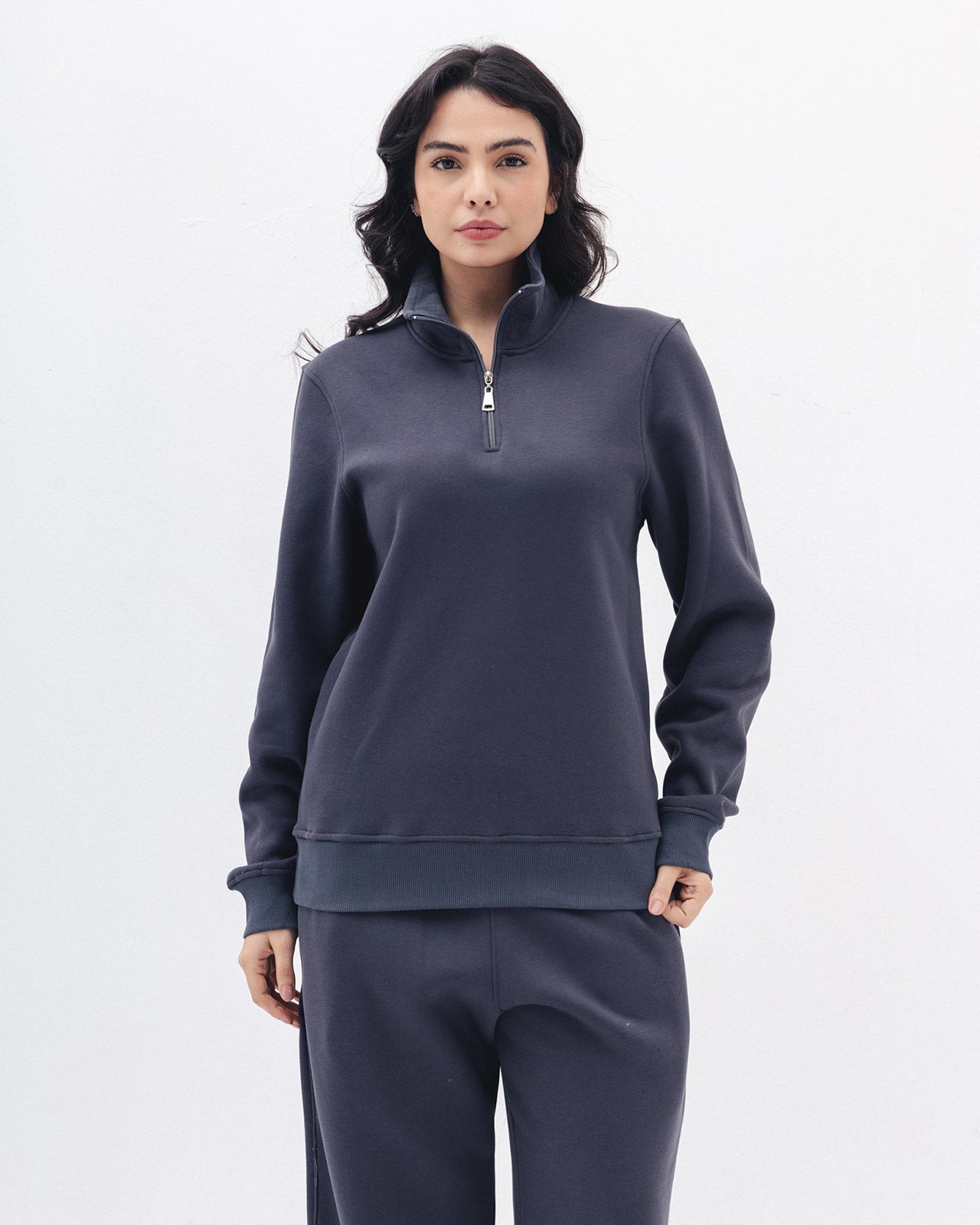 Quarter Zip In Charcoal Grey