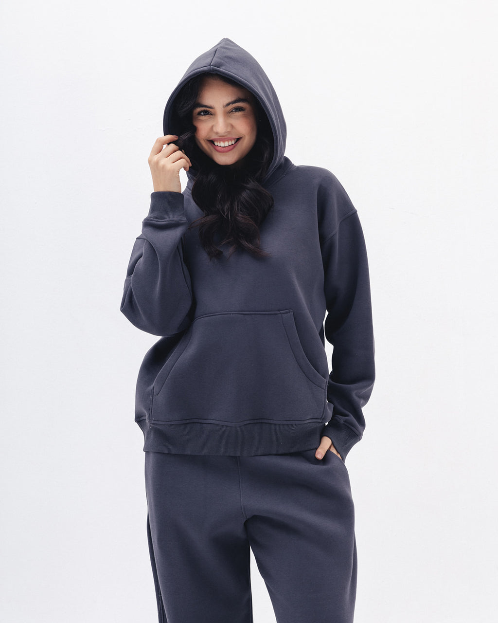 Blank Hoodie In Charcoal Grey