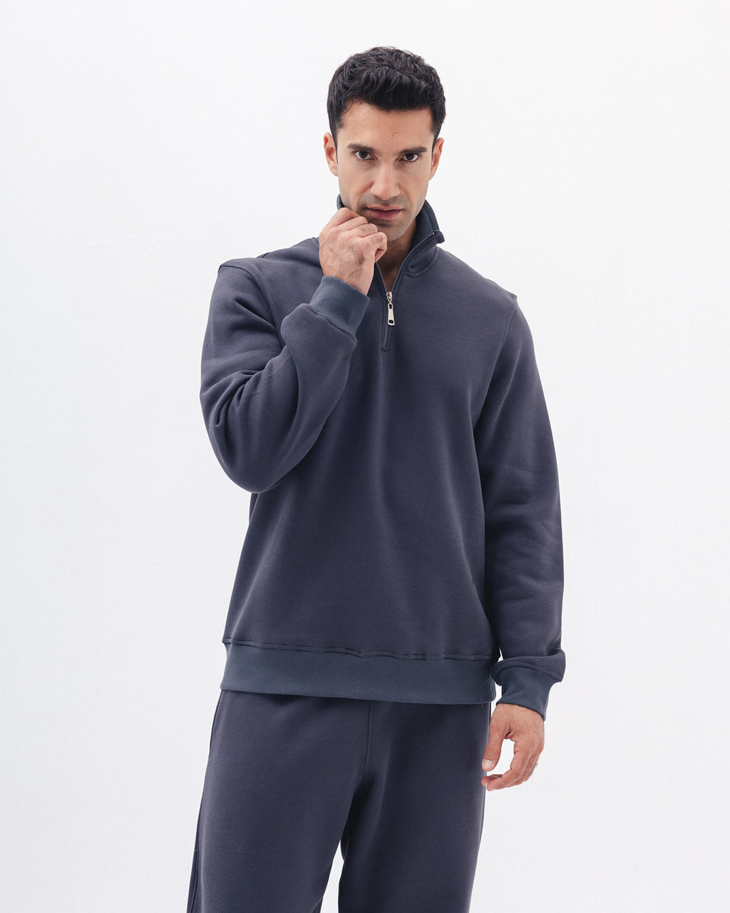 Quarter Zip In Charcoal Grey