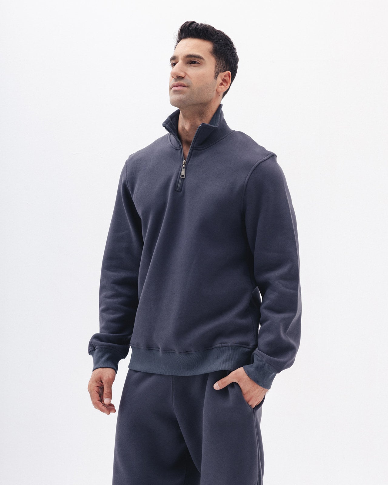 Quarter Zip In Charcoal Grey